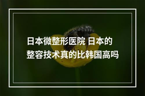 日本微整形医院 日本的整容技术真的比韩国高吗