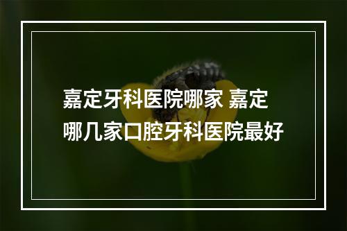 嘉定牙科医院哪家 嘉定哪几家口腔牙科医院最好