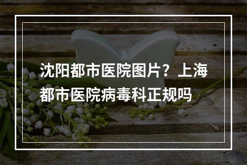 沈阳都市医院图片？上海都市医院病毒科正规吗