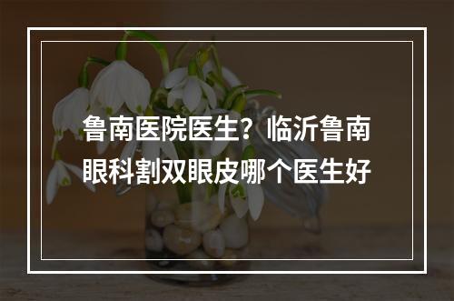 鲁南医院医生？临沂鲁南眼科割双眼皮哪个医生好