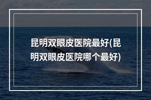 昆明双眼皮医院最好(昆明双眼皮医院哪个最好)