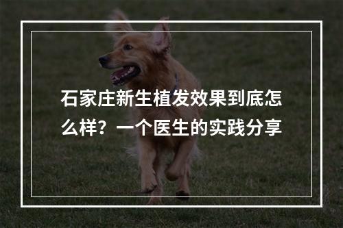 石家庄新生植发效果到底怎么样？一个医生的实践分享