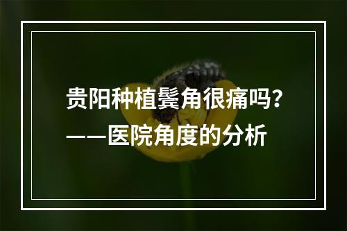 贵阳种植鬓角很痛吗？——医院角度的分析