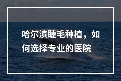 哈尔滨睫毛种植，如何选择专业的医院