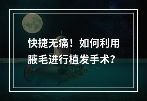 快捷无痛！如何利用腋毛进行植发手术？