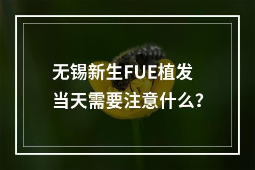 无锡新生FUE植发当天需要注意什么？