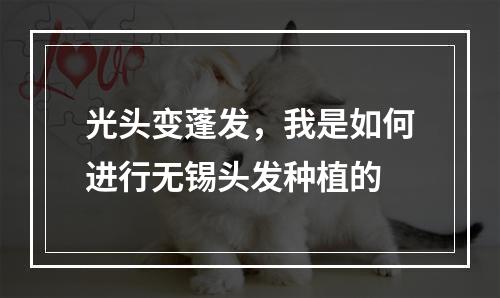 光头变蓬发，我是如何进行无锡头发种植的