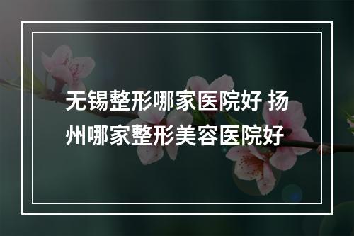 无锡整形哪家医院好 扬州哪家整形美容医院好