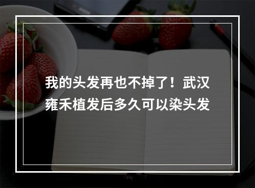 我的头发再也不掉了！武汉雍禾植发后多久可以染头发