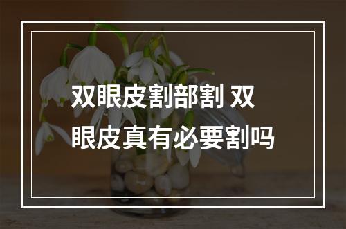 双眼皮割部割 双眼皮真有必要割吗