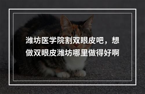 潍坊医学院割双眼皮吧，想做双眼皮潍坊哪里做得好啊