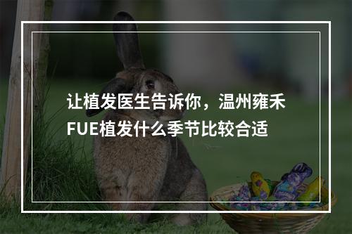 让植发医生告诉你，温州雍禾FUE植发什么季节比较合适