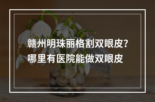 赣州明珠丽格割双眼皮？哪里有医院能做双眼皮