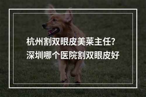 杭州割双眼皮美莱主任？深圳哪个医院割双眼皮好