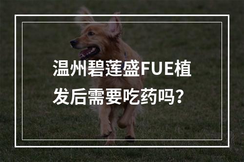 温州碧莲盛FUE植发后需要吃药吗？