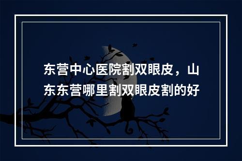 东营中心医院割双眼皮，山东东营哪里割双眼皮割的好