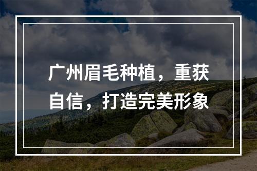 广州眉毛种植，重获自信，打造完美形象