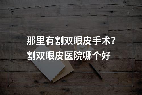 那里有割双眼皮手术？割双眼皮医院哪个好