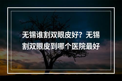 无锡谁割双眼皮好？无锡割双眼皮到哪个医院最好