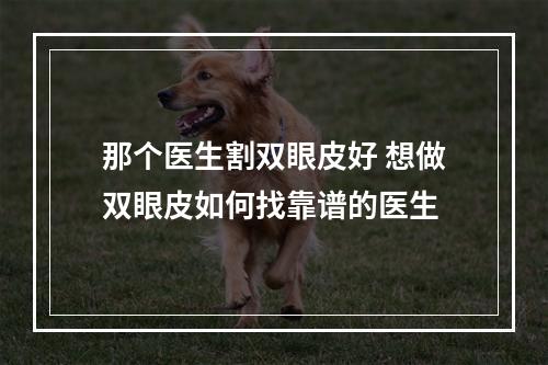 那个医生割双眼皮好 想做双眼皮如何找靠谱的医生