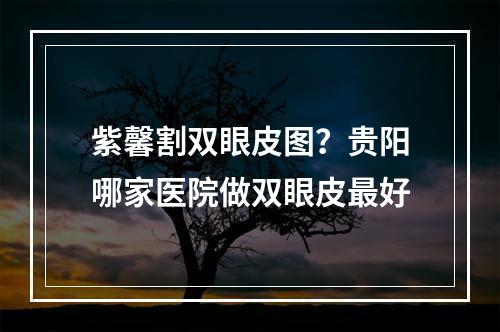 紫馨割双眼皮图？贵阳哪家医院做双眼皮最好