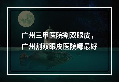 广州三甲医院割双眼皮，广州割双眼皮医院哪最好