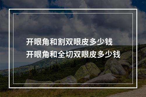 开眼角和割双眼皮多少钱 开眼角和全切双眼皮多少钱