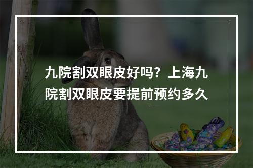 九院割双眼皮好吗？上海九院割双眼皮要提前预约多久