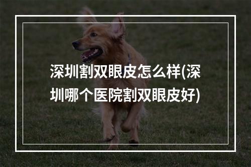 深圳割双眼皮怎么样(深圳哪个医院割双眼皮好)