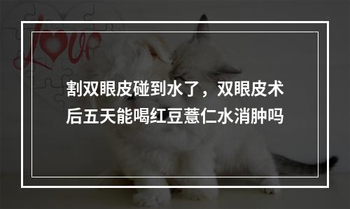 割双眼皮碰到水了，双眼皮术后五天能喝红豆薏仁水消肿吗