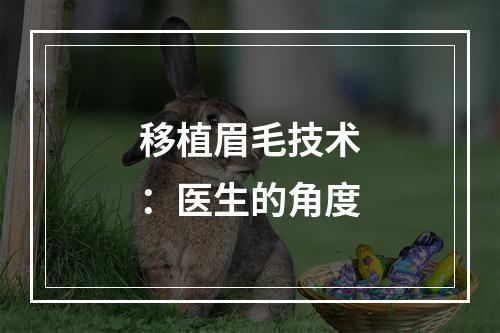 移植眉毛技术：医生的角度