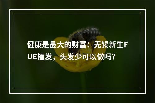 健康是最大的财富：无锡新生FUE植发，头发少可以做吗？