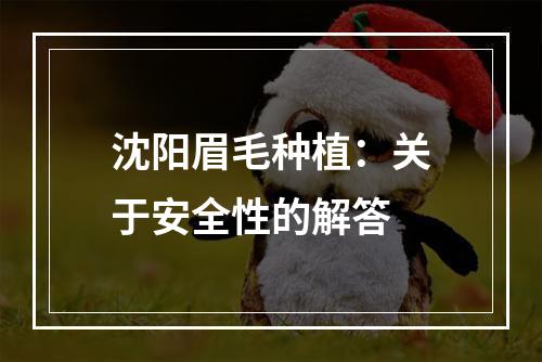 沈阳眉毛种植：关于安全性的解答