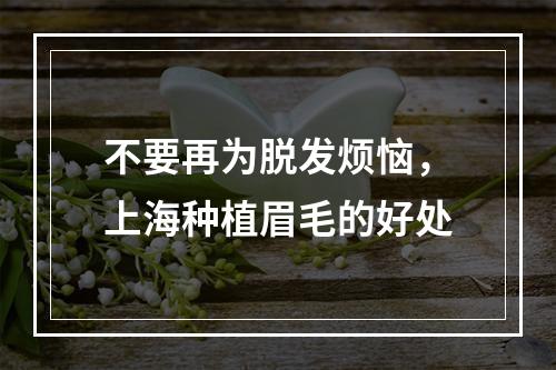 不要再为脱发烦恼，上海种植眉毛的好处