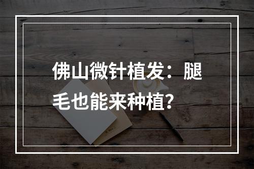 佛山微针植发：腿毛也能来种植？