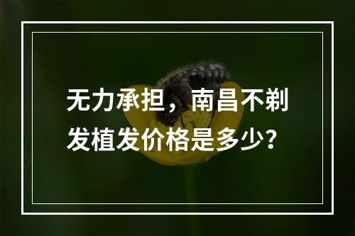 无力承担，南昌不剃发植发价格是多少？