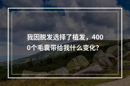 我因脱发选择了植发，4000个毛囊带给我什么变化？