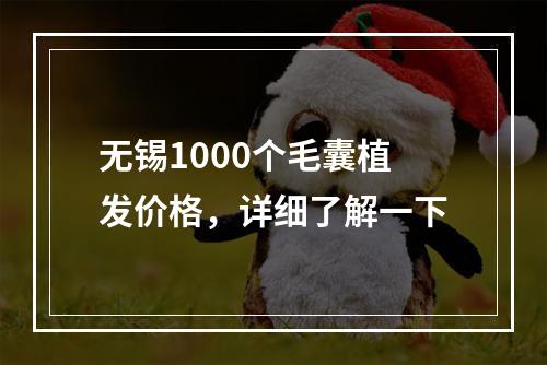 无锡1000个毛囊植发价格，详细了解一下