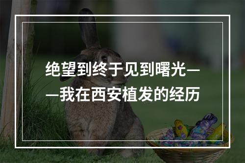 绝望到终于见到曙光——我在西安植发的经历