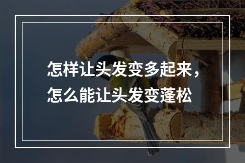 怎样让头发变多起来，怎么能让头发变蓬松