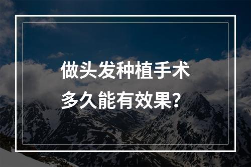 做头发种植手术多久能有效果？