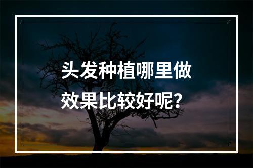 头发种植哪里做效果比较好呢？