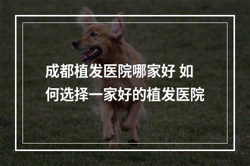 成都植发医院哪家好 如何选择一家好的植发医院