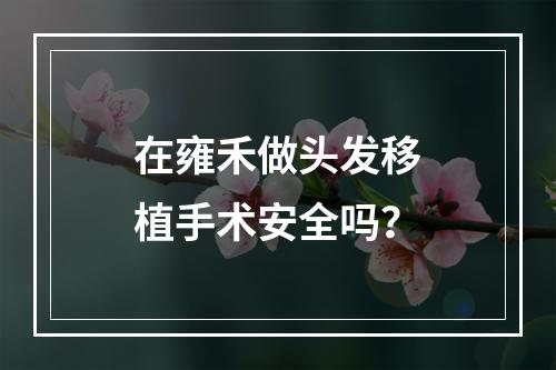 在雍禾做头发移植手术安全吗？