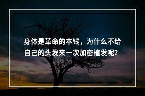 身体是革命的本钱，为什么不给自己的头发来一次加密植发呢？