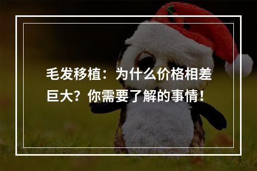 毛发移植：为什么价格相差巨大？你需要了解的事情！