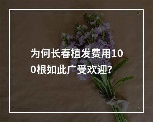 为何长春植发费用100根如此广受欢迎？