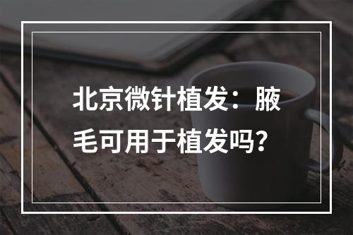 北京微针植发：腋毛可用于植发吗？