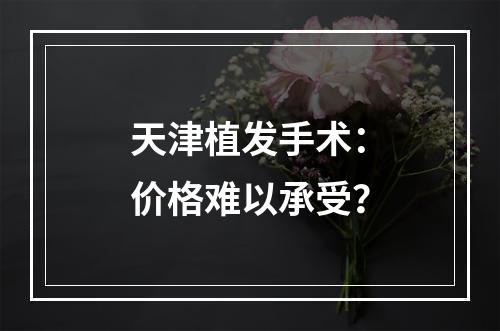 天津植发手术：价格难以承受？