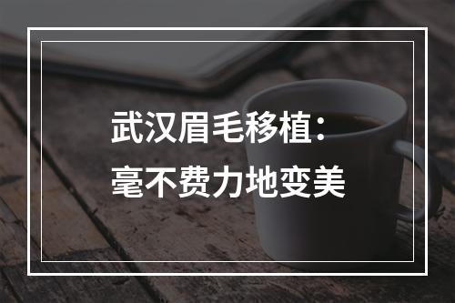 武汉眉毛移植：毫不费力地变美